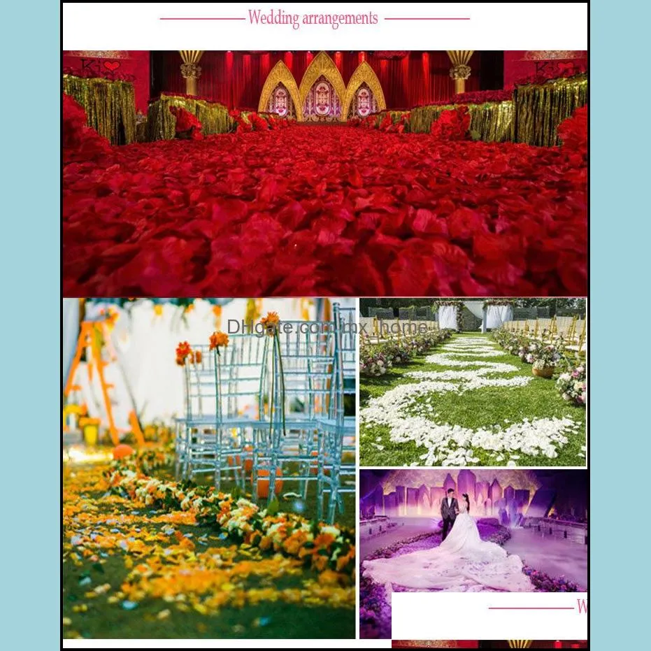 Fiancee 1000pcs/set Colorful Rose Petals Artificial Flower Wedding Party Vase Decor Bridal Shower Favor Centerpieces Confetti