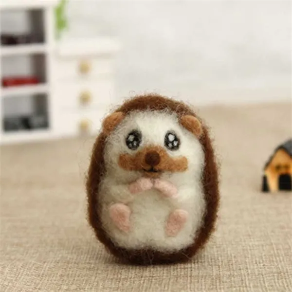 Non-Finished Felt Kit Creative DIY Handmade Needle Beginner Animal Hedgehog wool needle felted Kit No finished Gift for her Y0816