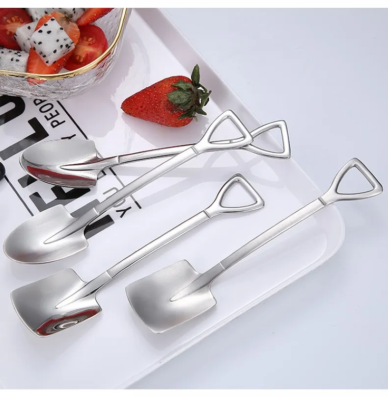 set 304 Spoon en acier inoxydable créatif rétro Retro Café S Mini Fork Ice Cream Tool Teaspoon9486728