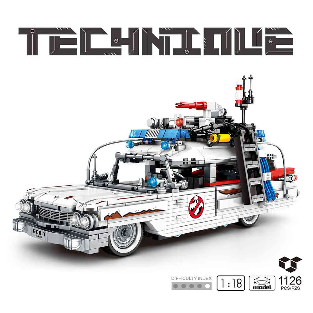 MOC 1126 sztuk High-Tech Ghostbusters ECTO-1 2 Zabawki dla dzieci Twórcy samochodów Cegły Film filmowy Buffy e Building Blocks Dla Dzieci X0503