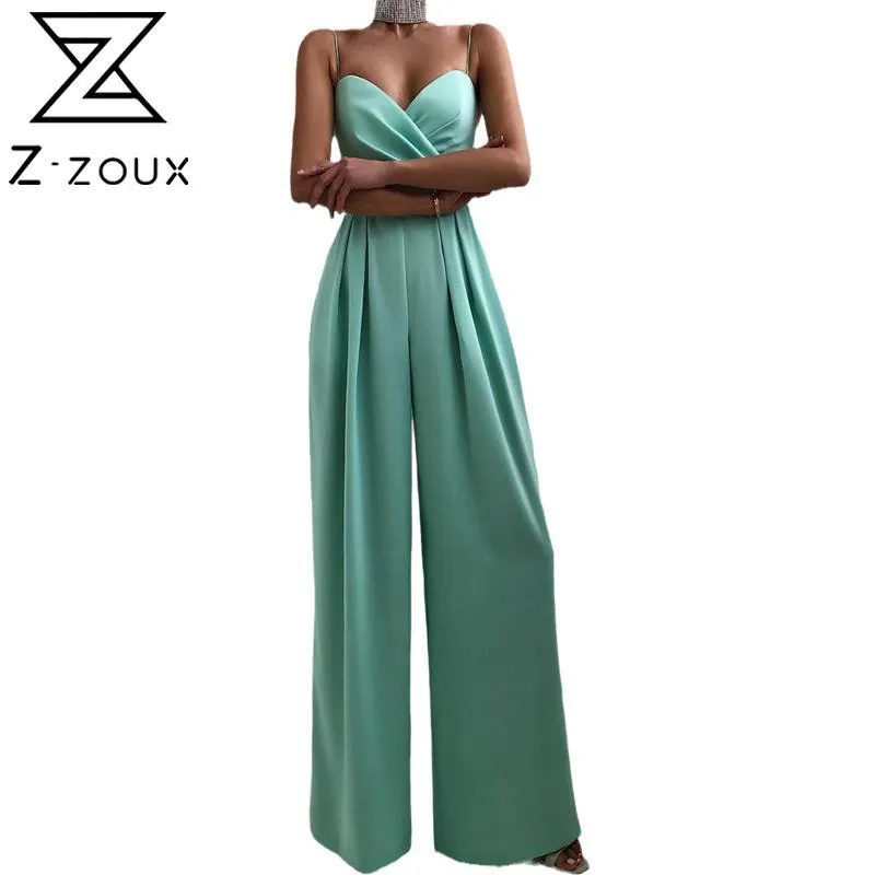 Women Jumpsuit Sleeveless Wide Leg Backless Rompers Womens Suspender High Waist Plus Size Summer s 210524