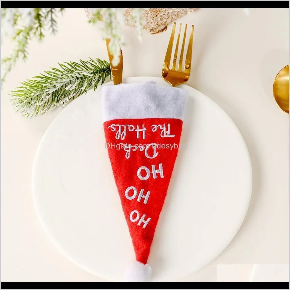 new christmas knife and fork decoration small hat knife and fork set table decoration knife and fork bag