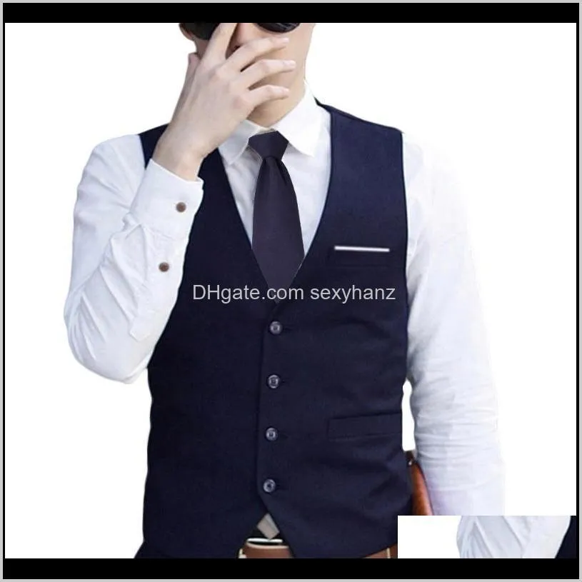 men`s formal classic business waistcoat slim fit tuxedo casual gilet new business v-neck suit vest for men