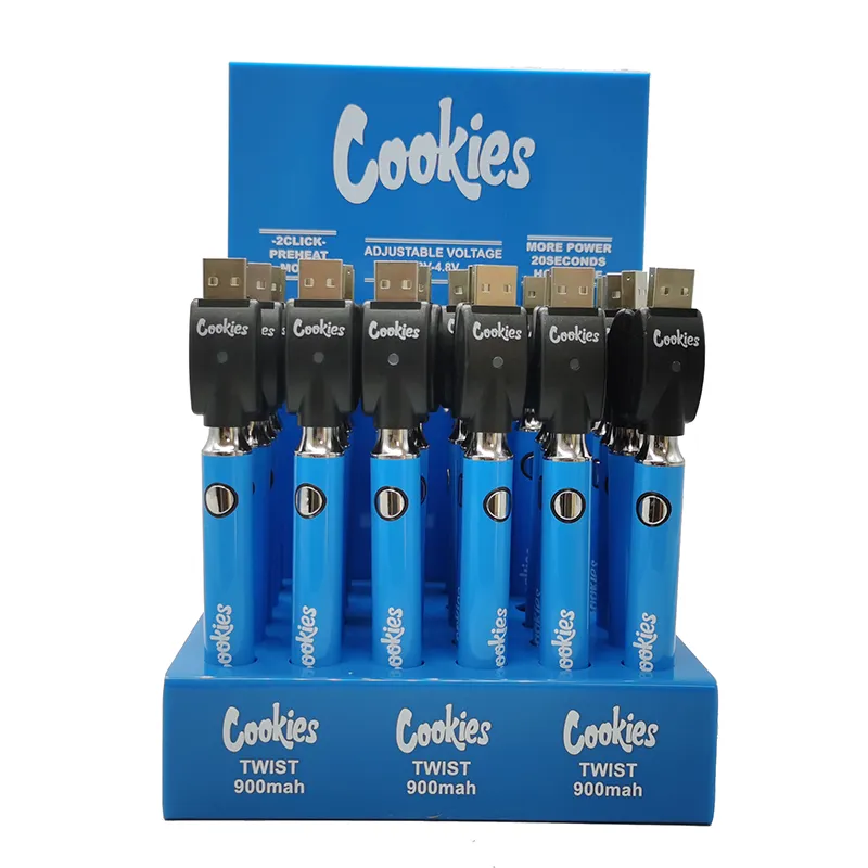 Cookies Battery Preheat Batteries 900mAh E Cigarettes Bottom Voltage Adjustable USB Charger Vape