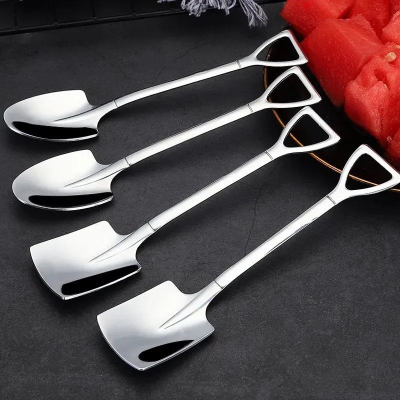 Coffee Spoon Cutlery Set Stainless Steel Retro Iron Shovel Ice Cream Spoon Creative Scoop Teaspoon Fashion Tableware DH8585
