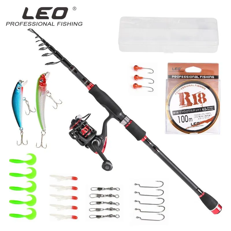 Rod Reel Combo LEO Fishing And Combos Full Kit, Carbon Fiber Lure Pole Set  Saltwater Freshwater Gear From 67,24 €
