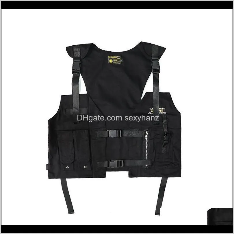 men multi pocket tactical techwear vest black multifunctional waistcoat women harajuku sleeveless jacket chaleco tactico militar men`s