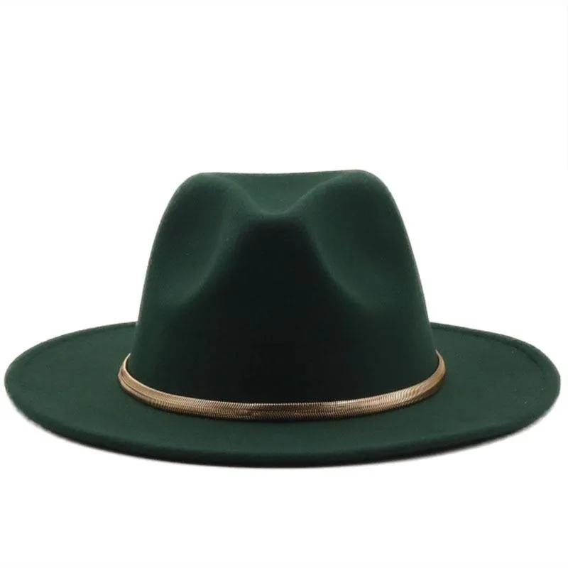 Elegant Dark Green Wide Brim Fedora - Womens Jazz Hat  display picture 1