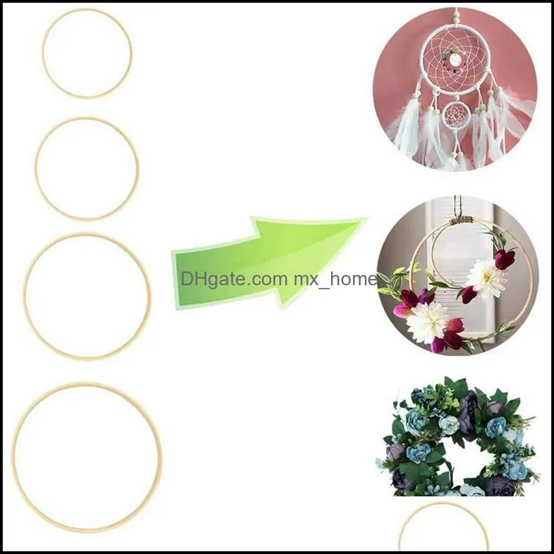 Decorative Flowers & Wreaths Dream Catcher Rings 12Pcs Wood Bamboo Floral Hoop For DIY Wreath Decor Wedding And Wall Hanging Craft