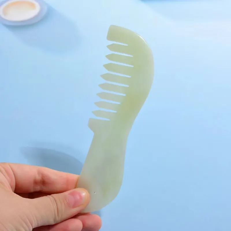 Head Massager Jade Massage Comb Natural Xiuyan Stone Gua Sha Scraping Body Hair Smoothing Beauty Health Care Treatment