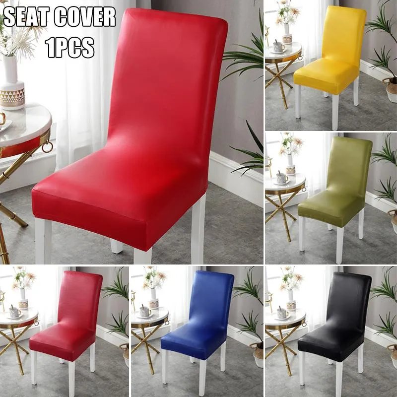Housses de chaise Housse de mode en cuir PU extensible Siège imperméable pour salle à manger Bureau El ENA88