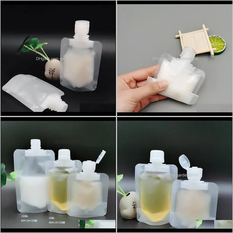 30/50/100ml clamshell packaging bag stand up spout pouch plastic hand sanitizer lotion shampoo makeup fluid travel bag wb2854