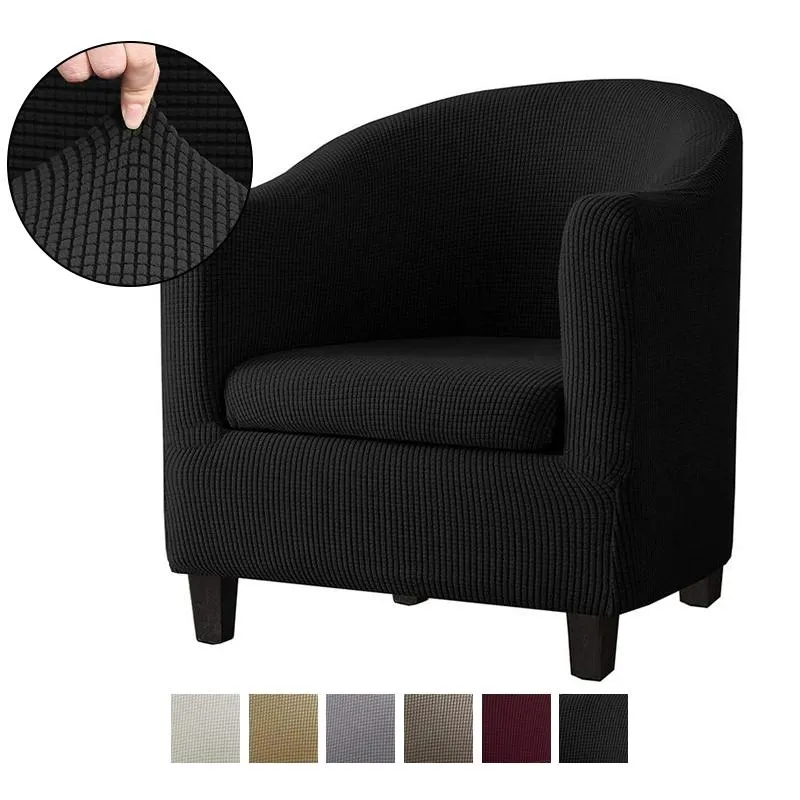 Jacquard Club Chair Cover Stretch Arm Slipcover Solid Color Tub Sofa Protector All-Inclusive Seat Case Covers