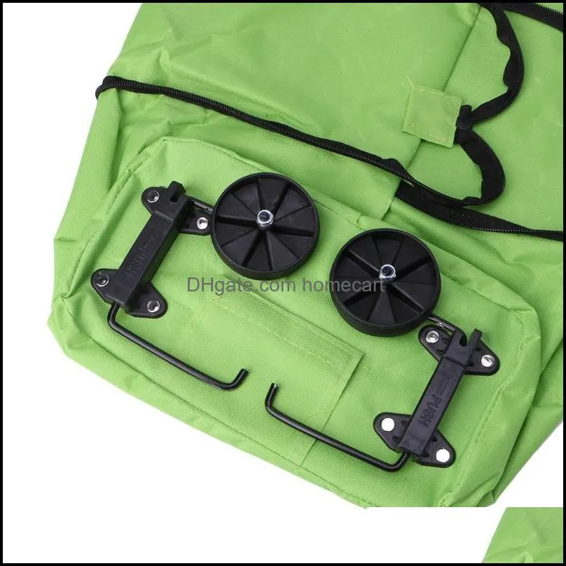 Shopping Bags THINKTHENDO Folding Fold Able Cart Grocery Handbag Tote Rolling Wheels