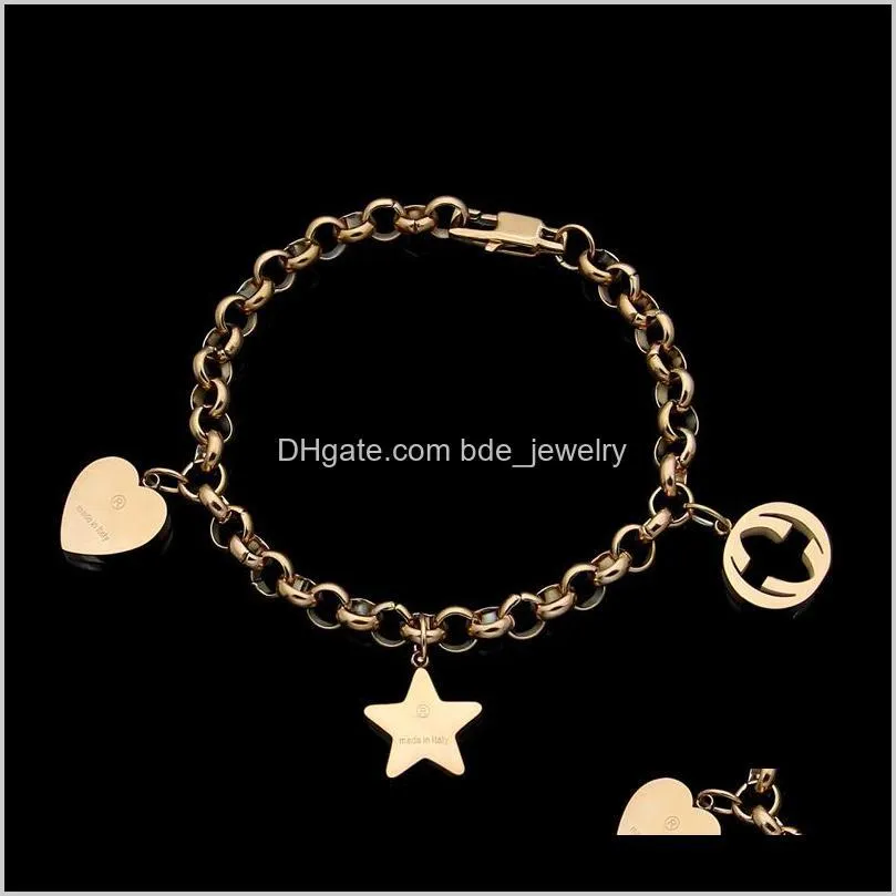2021 factory price wholesale explosion model letter hanging pentagon star shaped bracelet ladies foreign trade peach star star