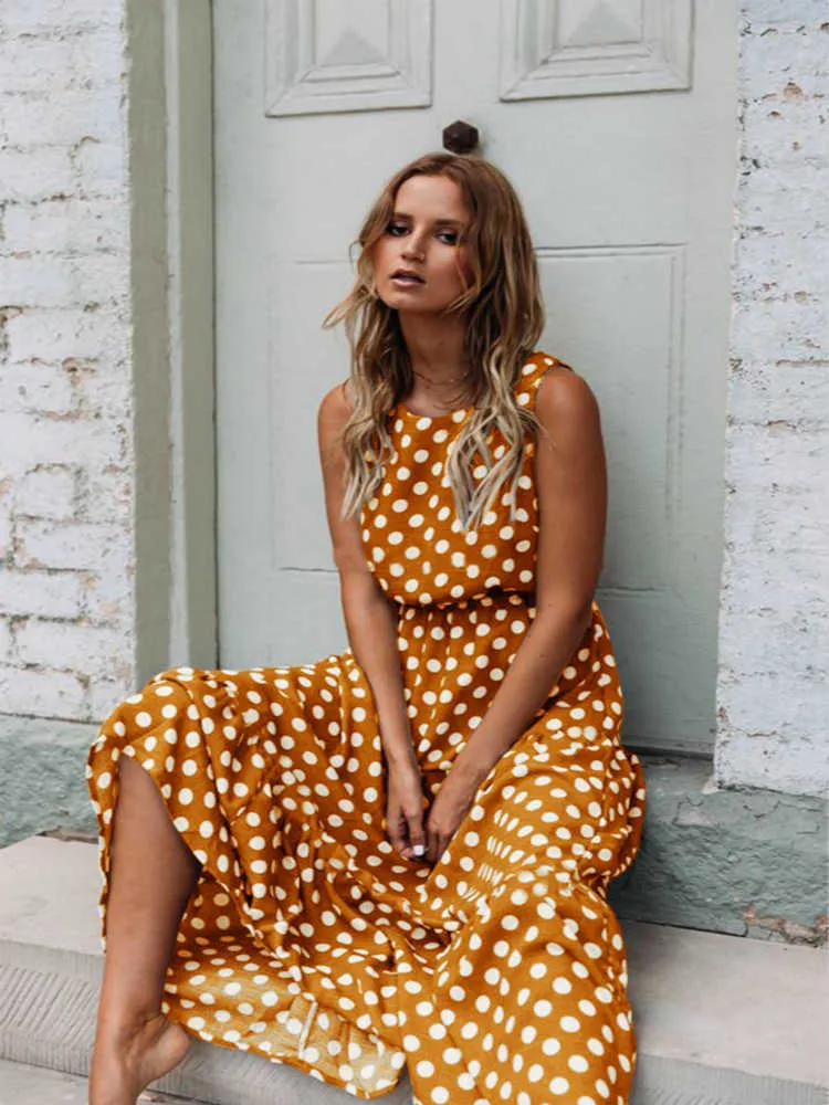 Vintage Brown Polka Dot Maxi maxi dress - Sleeveless A-Line Vintage Brown Polka Dot Maxi maxi dress - Sleeveless A-Line