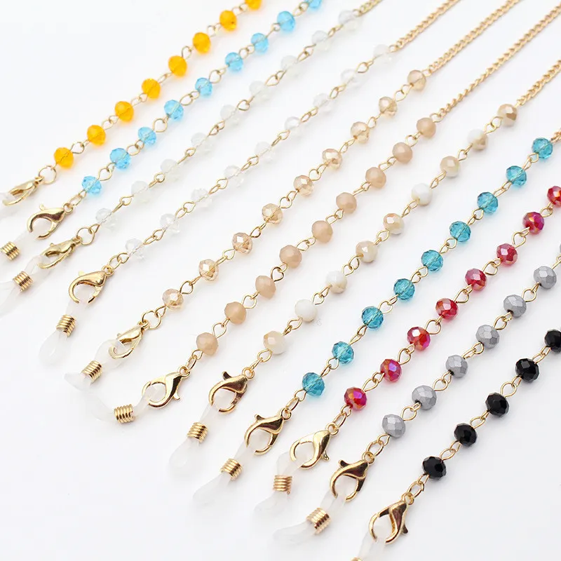 Wholesale 20 Styles Fashion Glasses Masks Lanyard Chains Crystal Beaded Hang Sunglasses Cord Colorful Metal Holder Neck Strap Rope Accessories