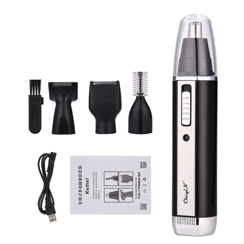 4 em 1 Professional Electric Recarregável Nariz e Ear Trimmer Trimmer Shaver Templo Corte Homens Cuidado Pessoal Ferramentas S36