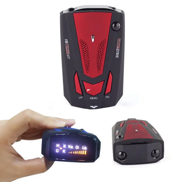 Auto Radar Detector Tool Engels Russisch Auto 360 Graden Voertuig V7 Snelheid Voice Alert Alarm Waarschuwing 16 Band LED Display