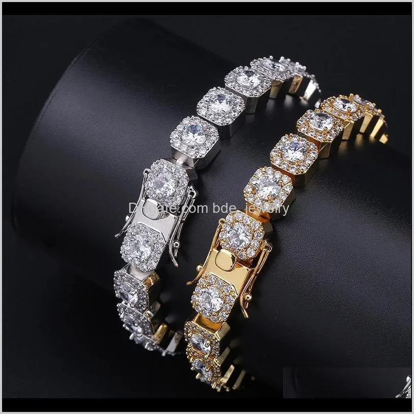 luxury designer hip hop jewelry mens bracelets diamond tennis bracelet bling bangle iced out chains hiphop charms rapper gold silver