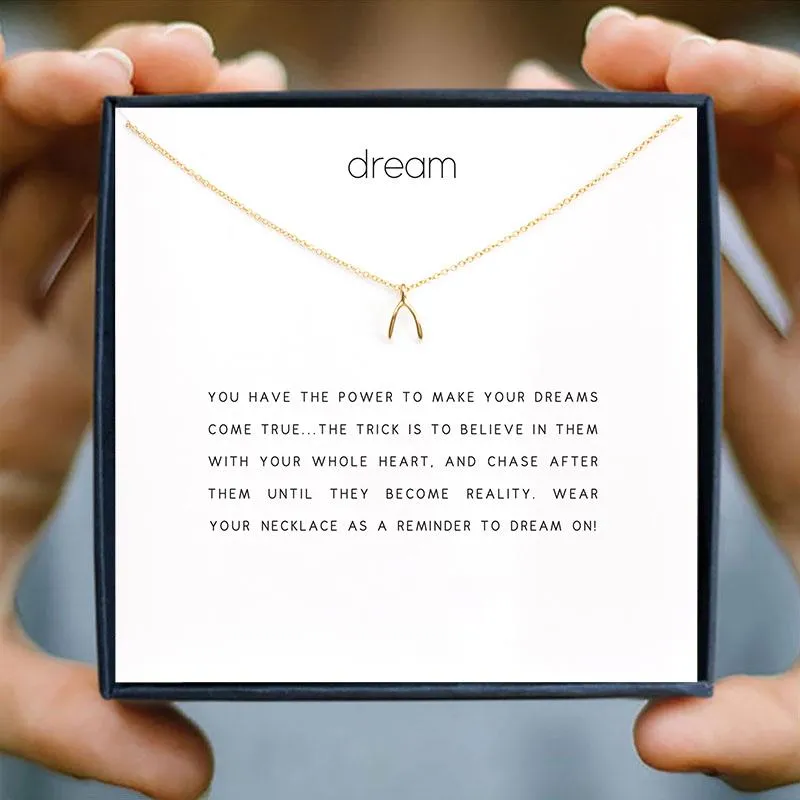 Hanger kettingen Simple Dream Wish Bone ketting kaart goud kleurlegering sleutelbeen sleutelbeen korte keten vrouwen kerstcadeailles sieraden