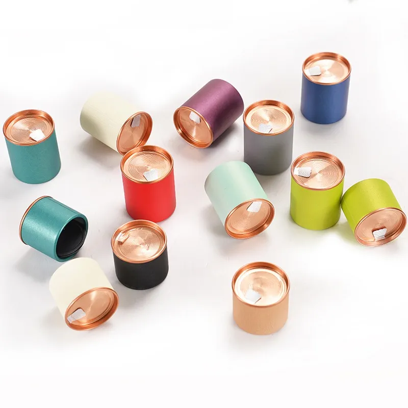 ECO Friendly Round Paper Container Disposable Tea Packaging Tube Candy Can Food Cylinder Multiple Color Options