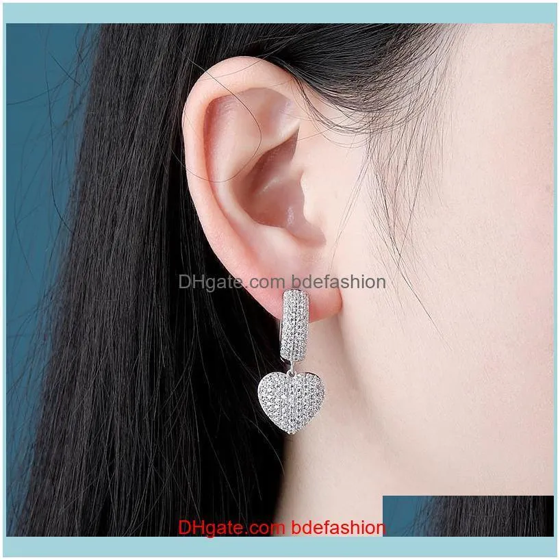 High Quality Gold Silver Color CZ Hollow Heart Earrings Hoops for Wedding Party Nice Gift for Friend