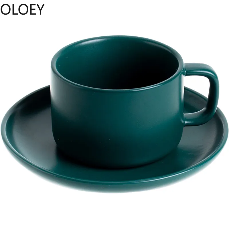 Handgemaakte Koffie Bone China Nordic Coffee Porselein Groene Emaille Mok Tazas Para Cafe Afternooncups and Mugs Set