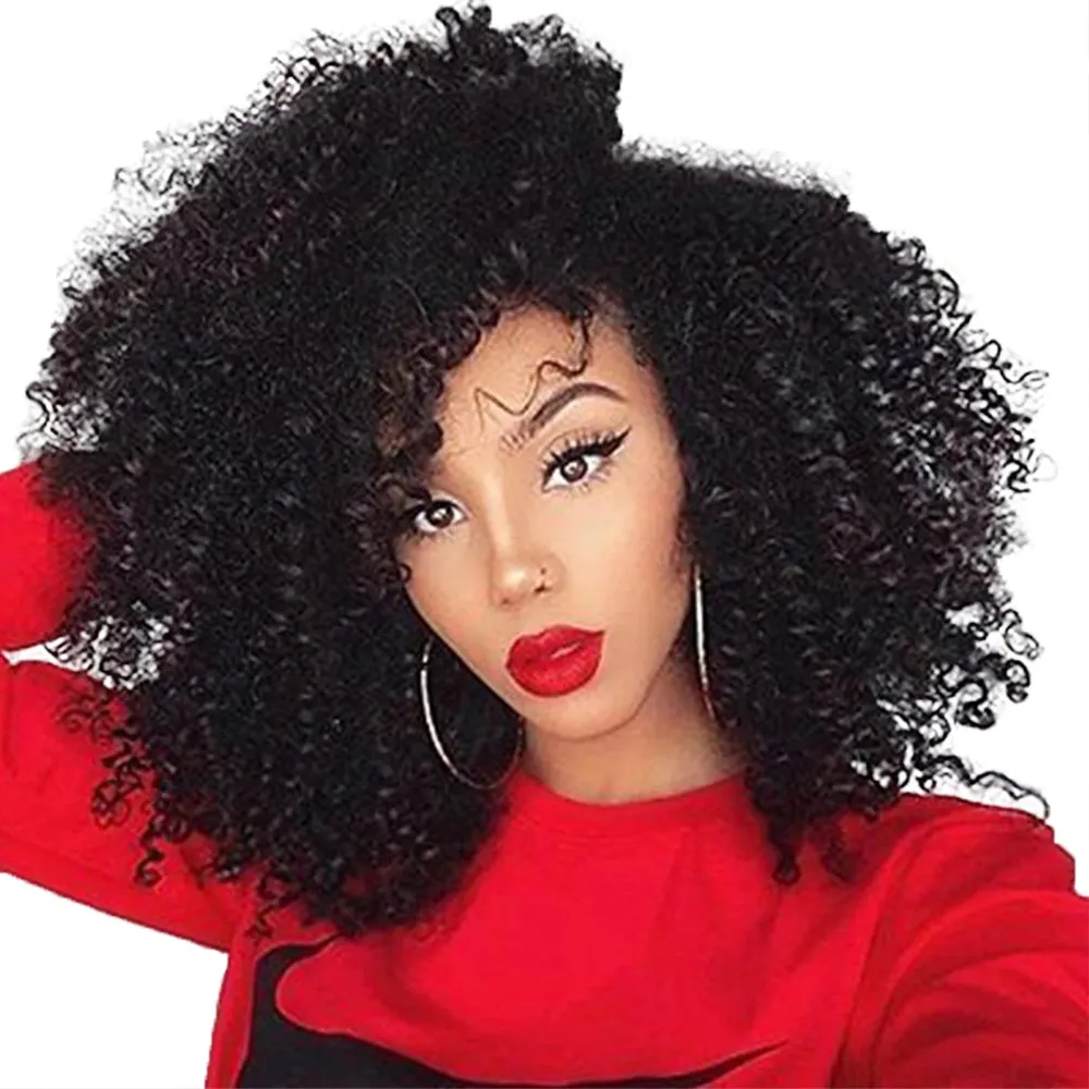 1B# Human Hair Lace Front Wig Afro Kinky Curly Wigs 13x4 8~20 Inches Perruques De Cheveux Humains RQY4344