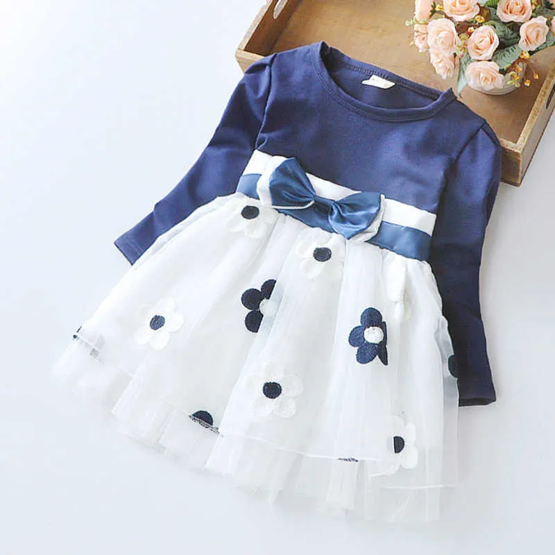 Cute Cotton One Piece Baby Girl Baby Blue Dress For School And