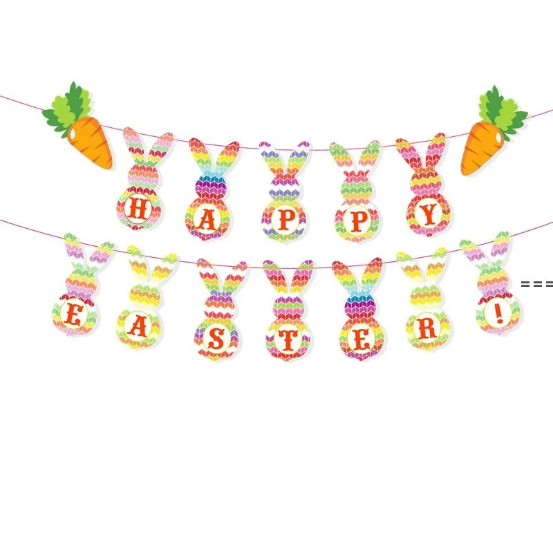 NEWCute Bunny Rabbit Banner Garland Kids Baby Shower Birthday Party Bunting Easter Decor Take Photo Tools Photograph Decoration by sea ZZE11