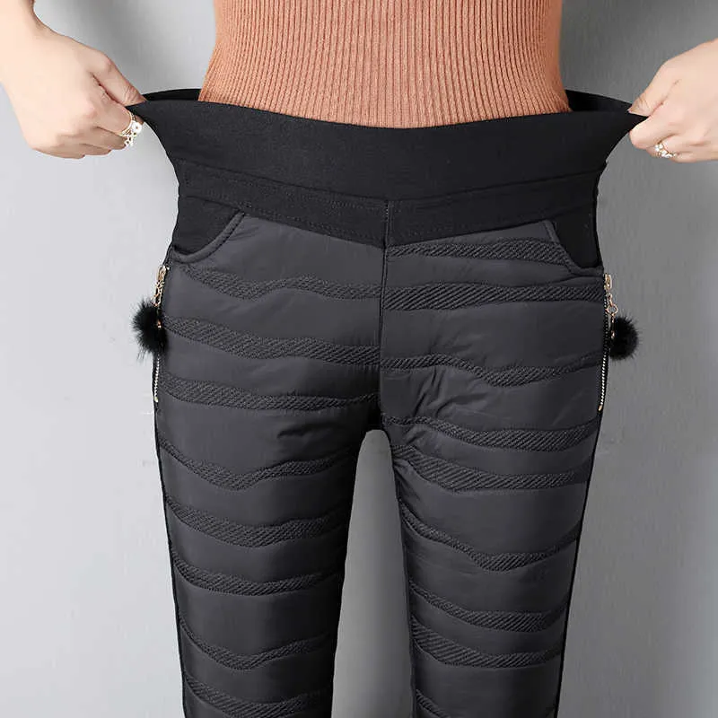 Kış Splice Kadife Pantolon Kadınlar Kalın Elastik 4 Renkler Fermuar Yüksek Bel Kalem Pantolon 2020 Moda Rüzgar Geçirmez Sıcak Tayt Q0801