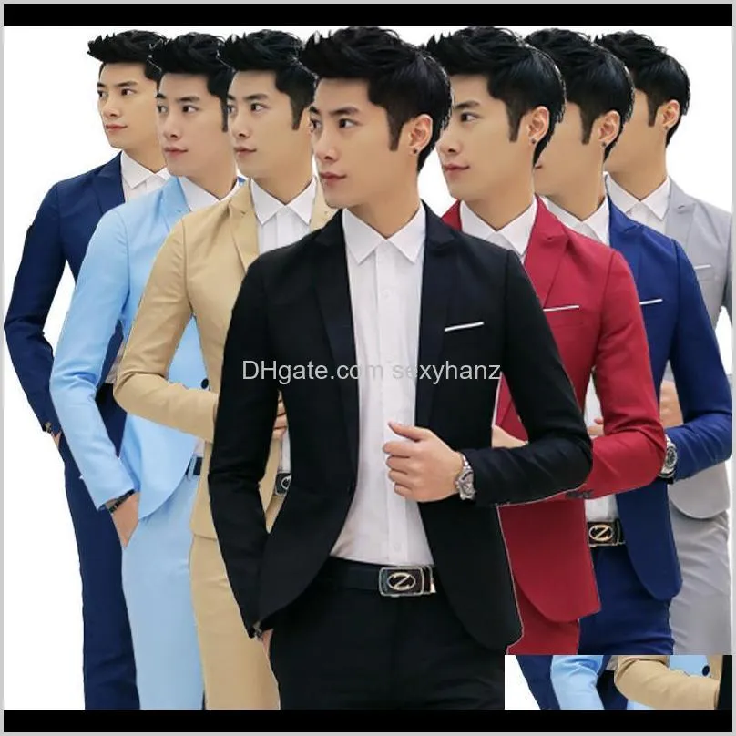 korean version fashion body repair leisure one buckle small suit man mens stage jackets men white blazer slim blazer in men1