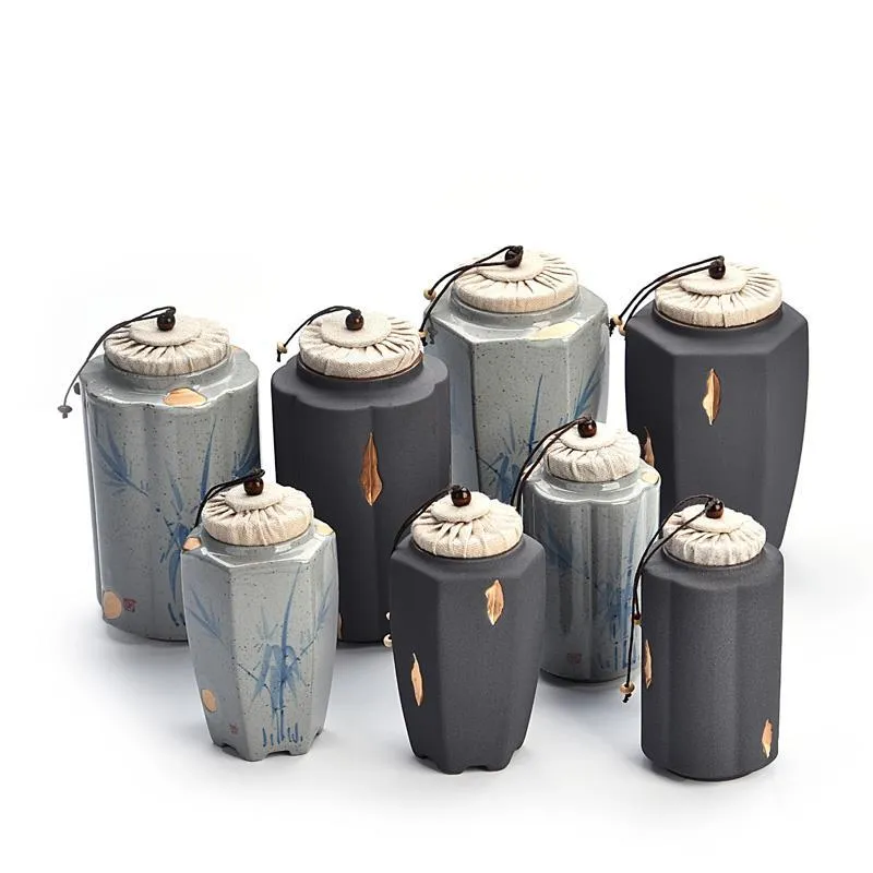 Ceramics Dampproof Caddies Home Storage Bottles Tank Container For Eating With Lid Bottle Coffee Tea Caddy Kitchen tea tin