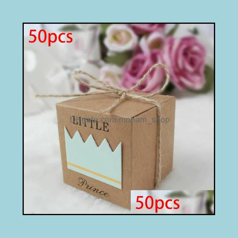 Gift Wrap 50pcs Baby Birthday Sweet Candy Box Baptism Party Christening Decor 5.3cm*5.3cm*5.3cm/2in*2in*2in