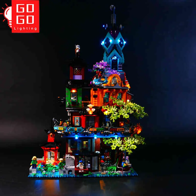 Klassieke versie of RC LED-verlichtingsset voor Ninjago City Garden 71741 Alleen LED-licht Geen bakstenen Kit X0503219S