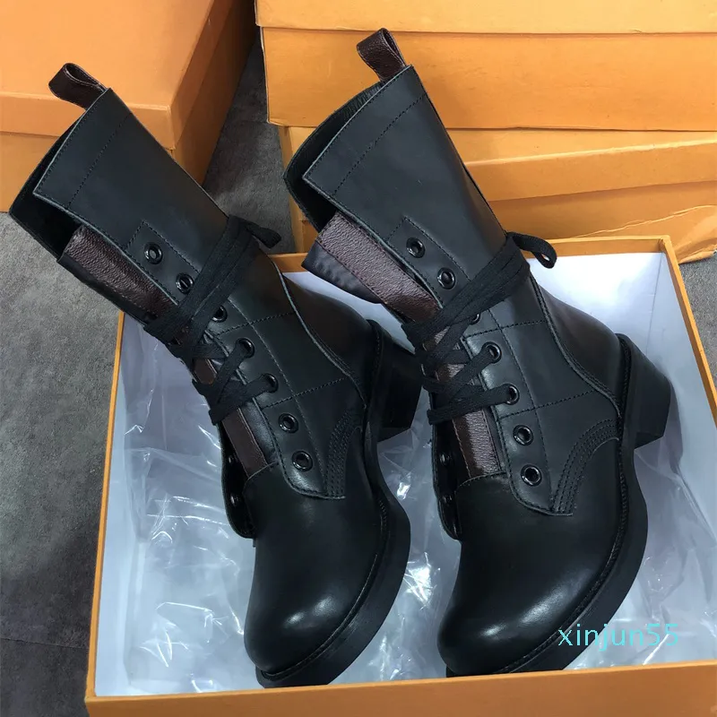 Metropolis Ranger Woman Combat Boots Projektanci Martin Kostka Calfskin Skóra i płótno Buty Duży rozmiar 35-42