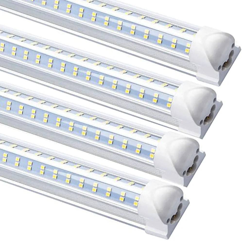 LED Tube 8FT Shop Light Fixture 120W Cooler Door Freezer Bulbs 2ft 4ft 5ft 6ft V Shape Integrated Lamps