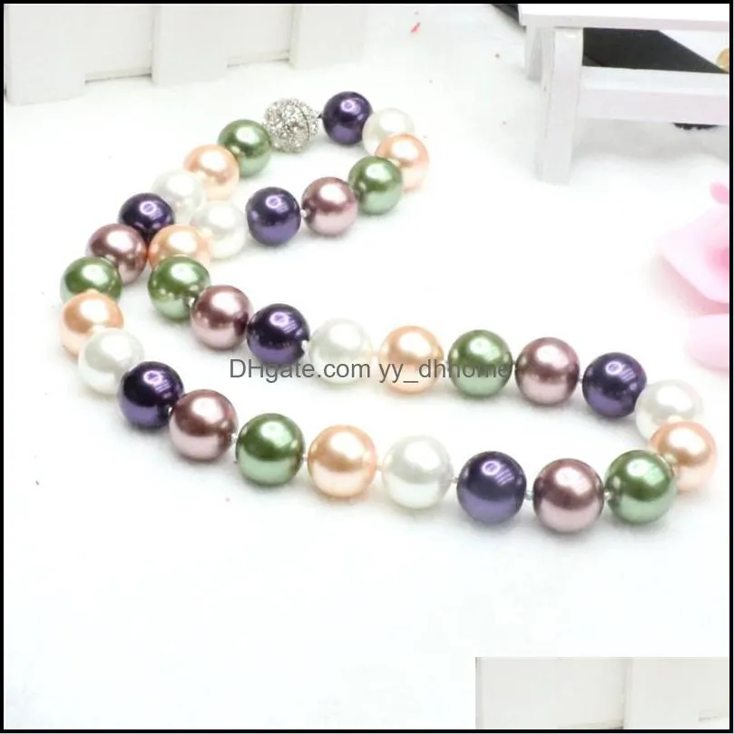 Earrings & Necklace Glittering Multicolor Color Pearls Jewelry 8mm Diy Making Beads Glass Shell Pearl Earring For Women 18inch H85