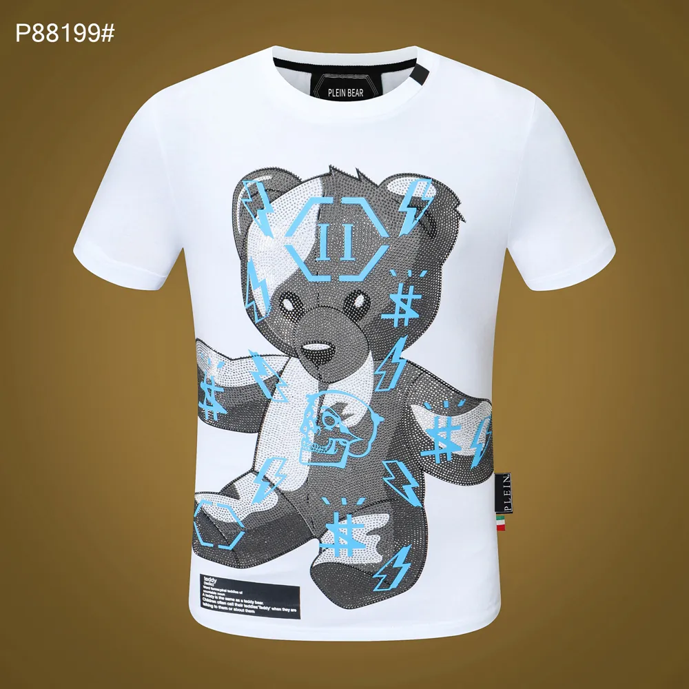 PLEIN BEAR T SHIRT Mens 디자이너 티셔츠 브랜드 의류 라인 석 해골 남성 티셔츠 클래식 고품질 힙합 Streetwear Tshirt 캐주얼 탑 티즈 PB 11334