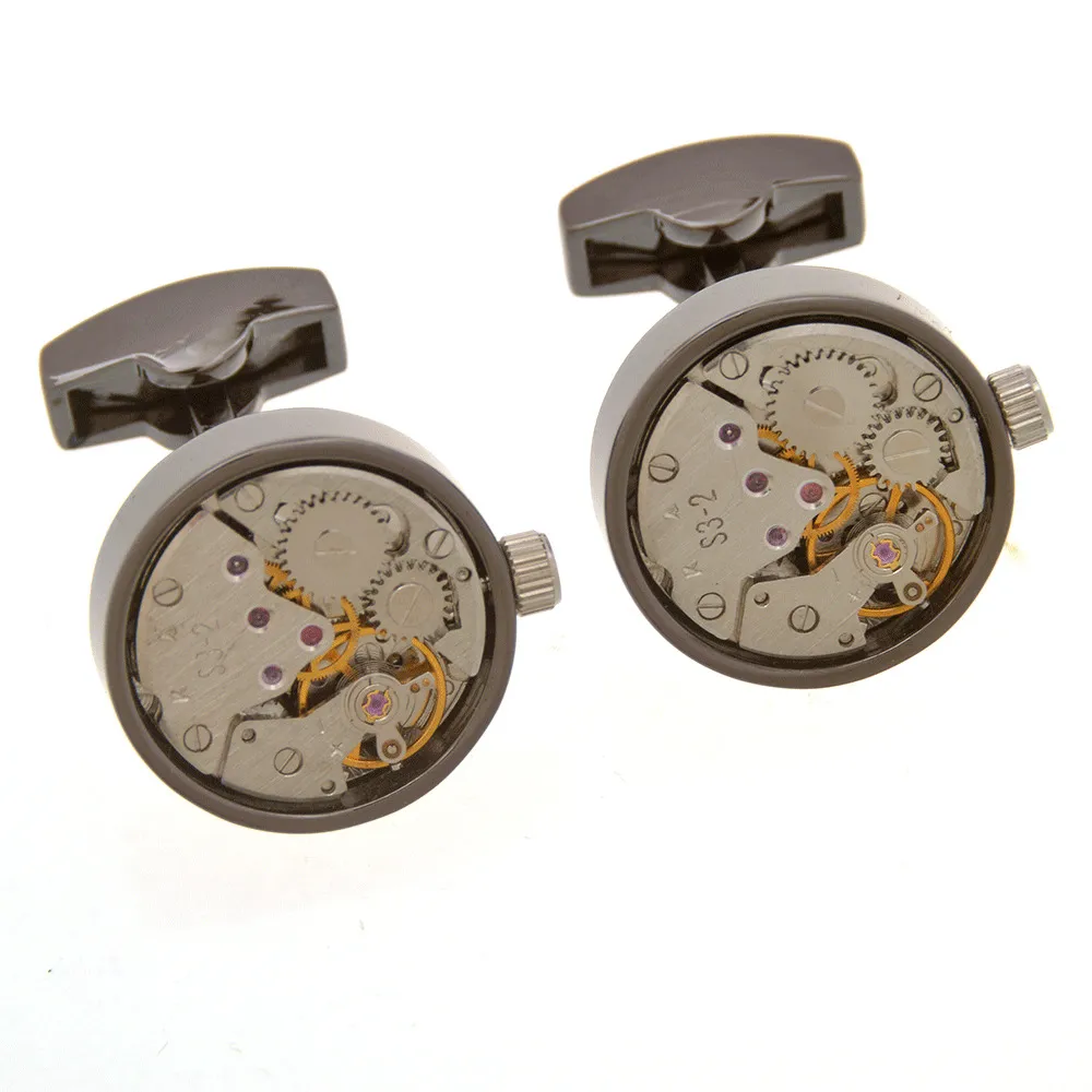 Mouvement Tourbillon 1 paire ensemble pour hommes mariage marié montre mécanisme engrenage chemise manchette costume manches boutons de manchette Relojes