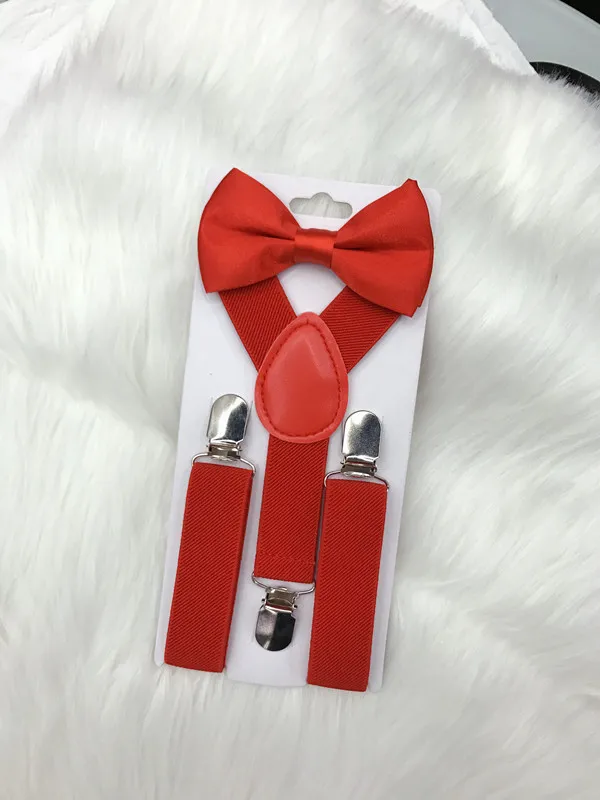 Slipsar 16Colors Kids Suspenders Bow Tie Set för 1-10T Baby Braces Elastic Y-back Boys Tjejtillbehör