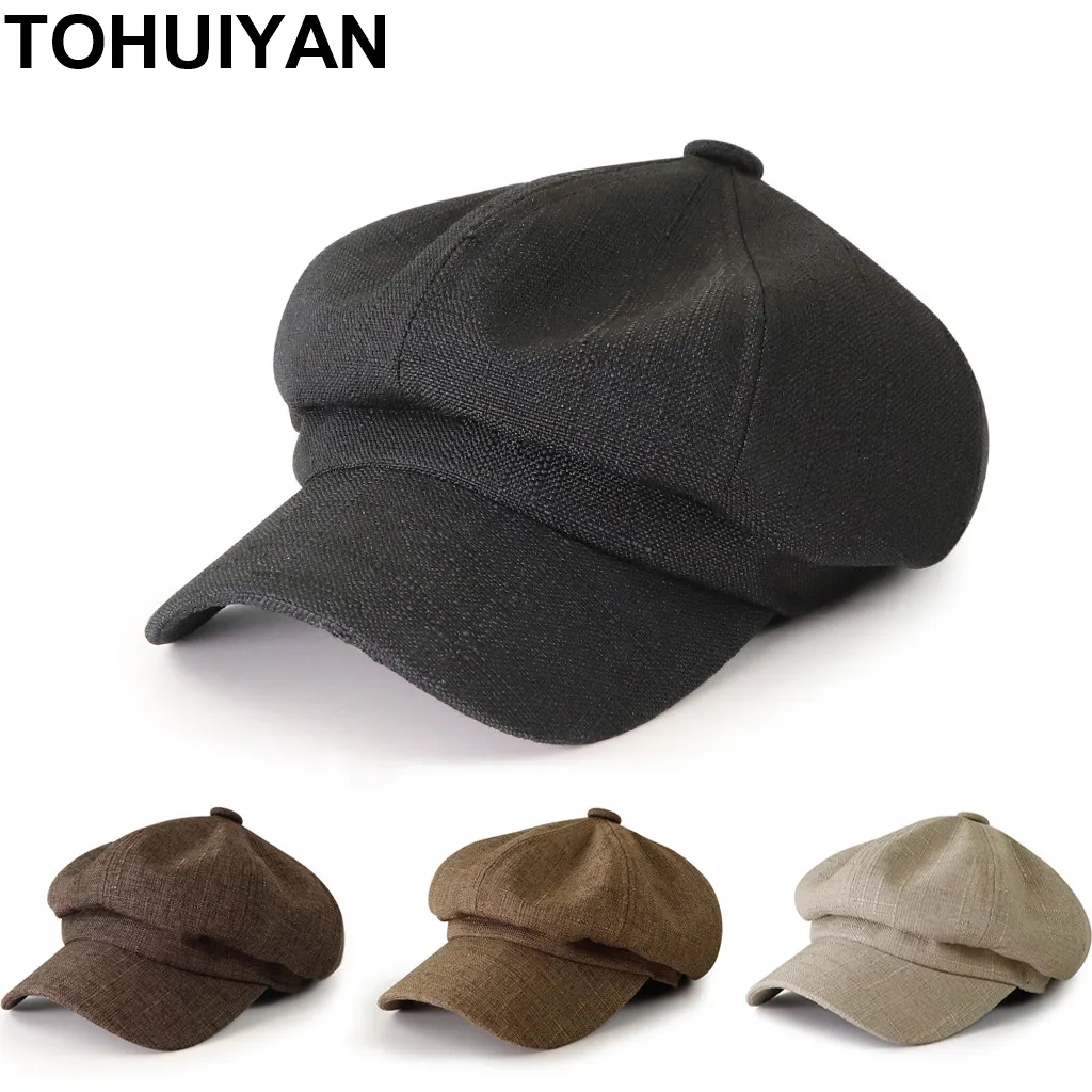韓国のスタイリッシュな八角形の帽子男性8つのパネルのニュースボーイキャップ秋のBoinas Breet Hatのための女性芸術家の街の帽子