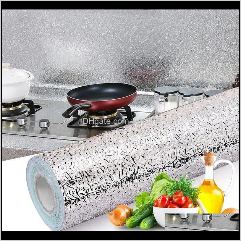 Kitchen Wall Paper Waterproof Oil Proof Aluminum Foil Stickers Self Adhesive Wallpapers Stove Wallpaper