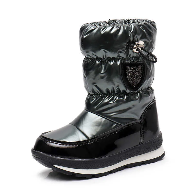 Winter Mid-tube Waterproof Padded Parent-Child Snow Boots Boys and Girls Varma bomullskor med tjock ull 210713