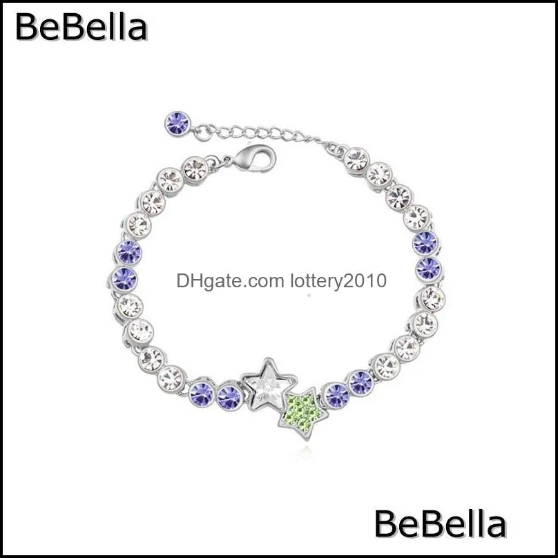 BeBella new 5 colors pentagram star crystal bracelet made with Czech crystal for girls Christmas gift1