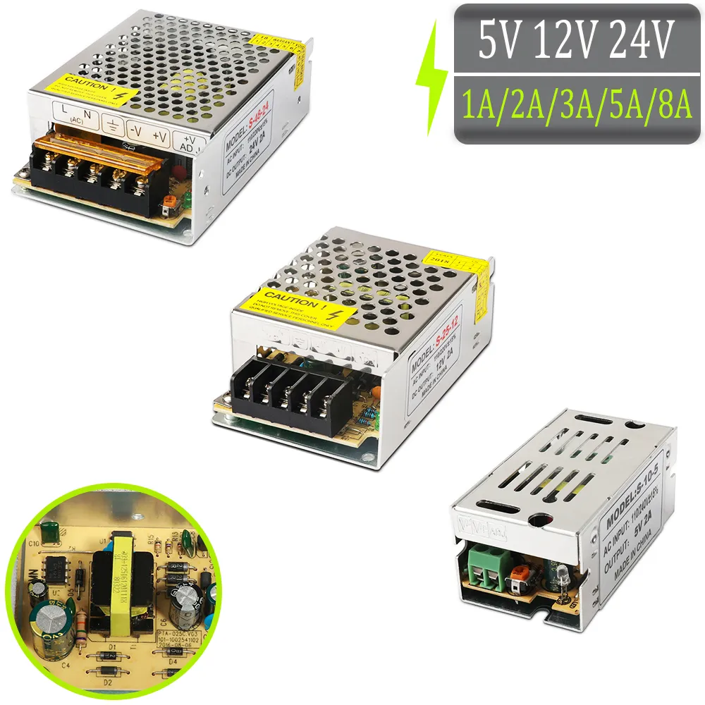 Switching Power Supply Lighting Transformers AC 110V 220V To DC 5V 12V 24V 1A 2A 3A 5A 8A For Led Strip Module CCTV