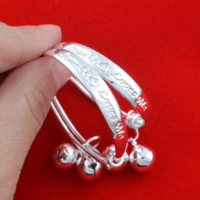 2 pièces enfants bébé filles garçons tout-petits taille réglable 925 Bracelet en argent Sterling bijoux de mode FS99 Bangle239r