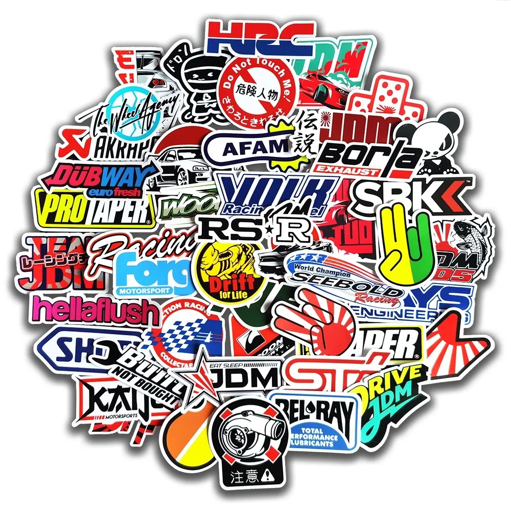 Autocollant de voiture 10 50 100pcs Cool Car Styling JDM Modification Autocollants pour Pare-chocs Vélo Casque Moto Mixte Vinyle Stickers Sticke210L