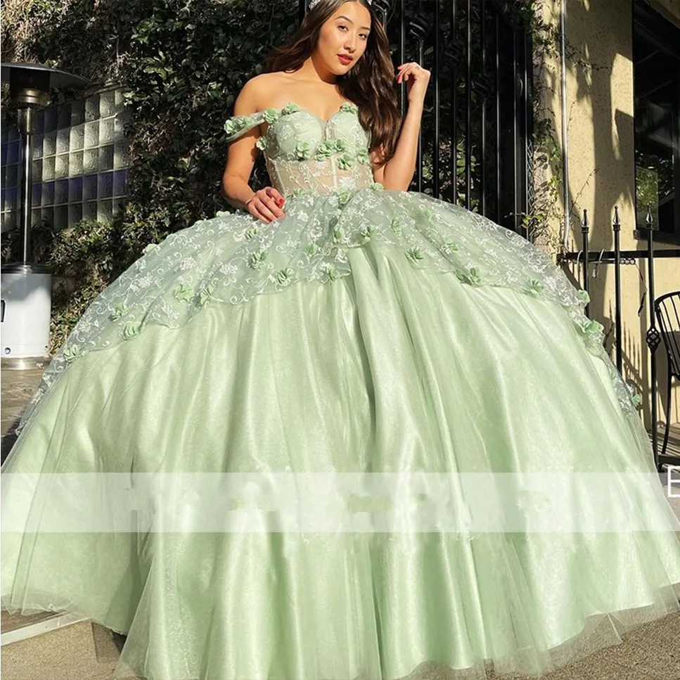 green quinceanera dresses